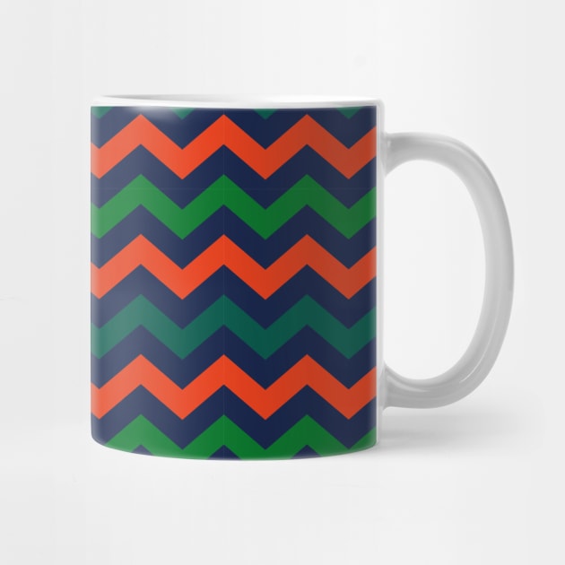 Orange Navy Blue and Green Chevron Zigzag Pattern by squeakyricardo